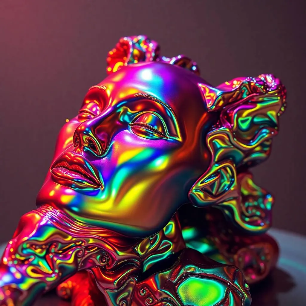 Visage sur support multicolore